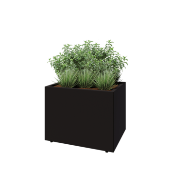 Stalen plantenbak - Rechthoek - 80 x 60 x 60 cm - RAL9005 mat (zwart) - Met bodemplaat - Met poten