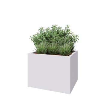 Stalen plantenbak - Rechthoek - 80 x 60 x 60 cm - RAL9010 mat (wit) - Met bodemplaat