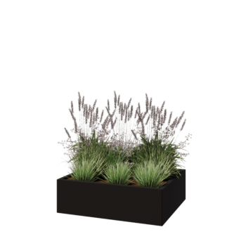 Stalen plantenbak - Rechthoek - 100 x 80 x 30 cm - RAL9005 mat (zwart) - Zonder bodemplaat