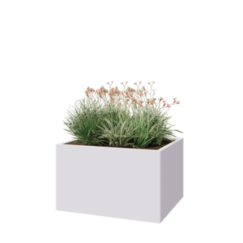 Stalen plantenbak - Rechthoek - 100 x 80 x 60 cm - RAL9010 mat (wit) - Zonder bodemplaat