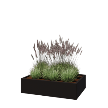 Stalen plantenbak - Rechthoek - 120 x 80 x 30 cm - RAL9005 mat (zwart) - Zonder bodemplaat