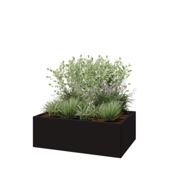 Stalen plantenbak - Rechthoek - 120 x 80 x 40 cm - RAL9005 mat (zwart) - Zonder bodemplaat