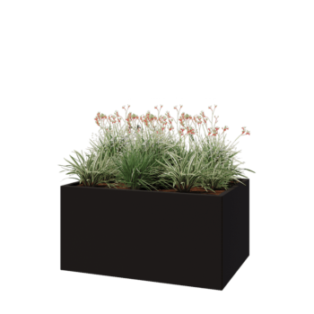 Stalen plantenbak - Rechthoek - 120 x 80 x 60 cm - RAL9005 mat (zwart) - Met bodemplaat