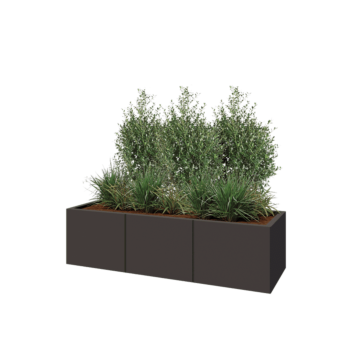 Stalen plantenbak XXL - Rechthoek - 150 x 50 x 40 cm - RAL7016 mat (antraciet grijs) - Met bodemplaat