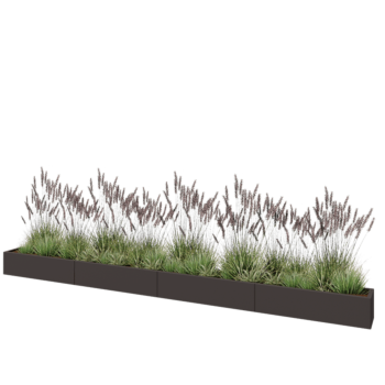 Stalen plantenbak XXL - Rechthoek - 480 x 30 x 30 cm - RAL7016 mat (antraciet grijs) - Met bodemplaat