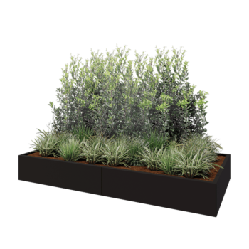 Stalen plantenbak XXL - Rechthoek - 240 x 100 x 30 cm - RAL9005 mat (zwart) - Met bodemplaat