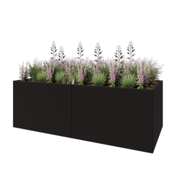 Stalen plantenbak XXL - Rechthoek - 240 x 100 x 80 cm - RAL9005 mat (zwart) - Met bodemplaat