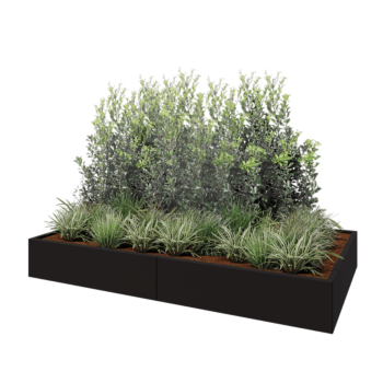 Stalen plantenbak XXL - Rechthoek - 240 x 120 x 30 cm - RAL9005 mat (zwart) - Met bodemplaat