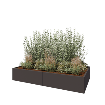 Stalen plantenbak XXL - Rechthoek - 240 x 120 x 40 cm - RAL7016 mat (antraciet grijs) - Met bodemplaat