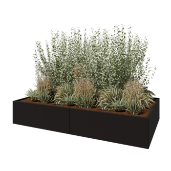 Stalen plantenbak XXL - Rechthoek - 240 x 120 x 40 cm - RAL9005 mat (zwart) - Met bodemplaat