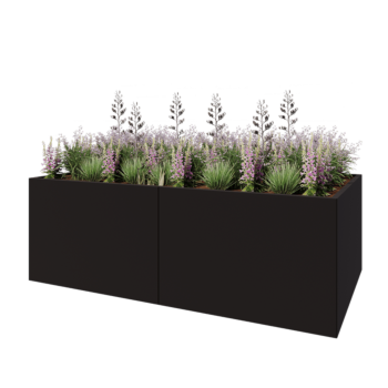 Stalen plantenbak XXL - Rechthoek - 240 x 120 x 80 cm - RAL9005 mat (zwart) - Zonder bodemplaat