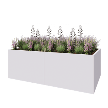 Stalen plantenbak XXL - Rechthoek - 240 x 120 x 80 cm - RAL9010 mat (wit) - Zonder bodemplaat