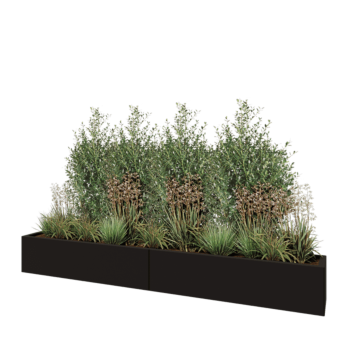 Stalen plantenbak XXL - Rechthoek - 240 x 30 x 30 cm - RAL9005 mat (zwart) - Met bodemplaat