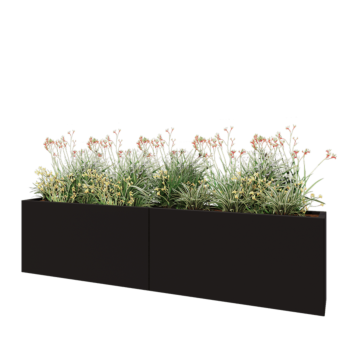 Stalen plantenbak XXL - Rechthoek - 240 x 30 x 60 cm - RAL9005 mat (zwart) - Zonder bodemplaat