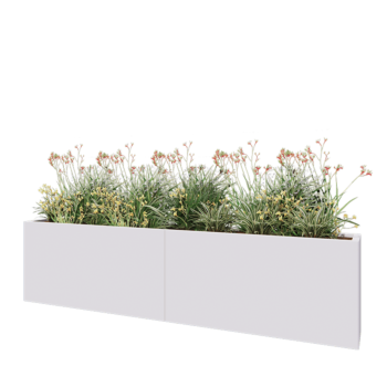Stalen plantenbak XXL - Rechthoek - 240 x 30 x 60 cm - RAL9010 mat (wit) - Zonder bodemplaat