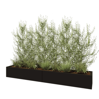 Stalen plantenbak XXL - Rechthoek - 240 x 40 x 30 cm - RAL9005 mat (zwart) - Zonder bodemplaat