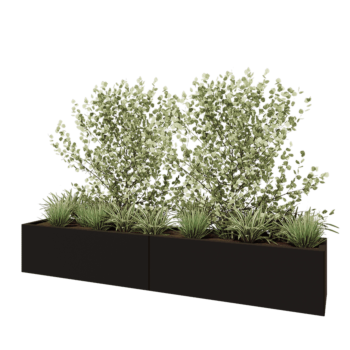 Stalen plantenbak XXL - Rechthoek - 240 x 40 x 40 cm - RAL9005 mat (zwart) - Met bodemplaat