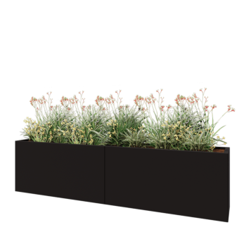 Stalen plantenbak XXL - Rechthoek - 240 x 40 x 60 cm - RAL9005 mat (zwart) - Met bodemplaat