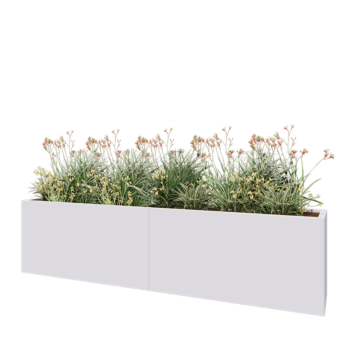 Stalen plantenbak XXL - Rechthoek - 240 x 40 x 60 cm - RAL9010 mat (wit) - Zonder bodemplaat