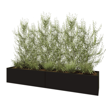 Stalen plantenbak XXL - Rechthoek - 240 x 50 x 40 cm - RAL9005 mat (zwart) - Met bodemplaat