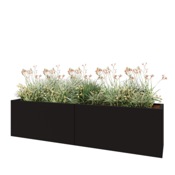 Stalen plantenbak XXL - Rechthoek - 240 x 50 x 60 cm - RAL9005 mat (zwart) - Zonder bodemplaat
