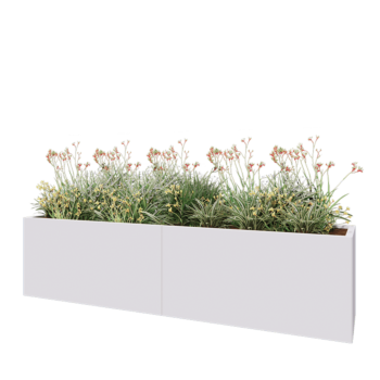 Stalen plantenbak XXL - Rechthoek - 240 x 50 x 60 cm - RAL9010 mat (wit) - Met bodemplaat