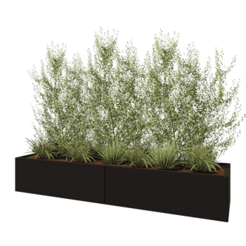 Stalen plantenbak XXL - Rechthoek - 240 x 60 x 40 cm - RAL9005 mat (zwart) - Met bodemplaat