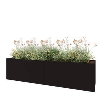 Stalen plantenbak XXL - Rechthoek - 240 x 60 x 60 cm - RAL9005 mat (zwart) - Zonder bodemplaat