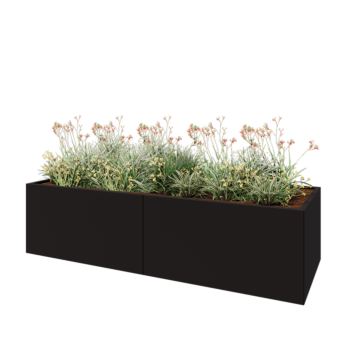 Stalen plantenbak XXL - Rechthoek - 240 x 80 x 60 cm - RAL9005 mat (zwart) - Met bodemplaat