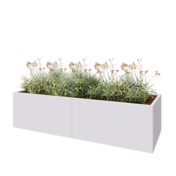 Stalen plantenbak XXL - Rechthoek - 240 x 80 x 60 cm - RAL9010 mat (wit) - Zonder bodemplaat