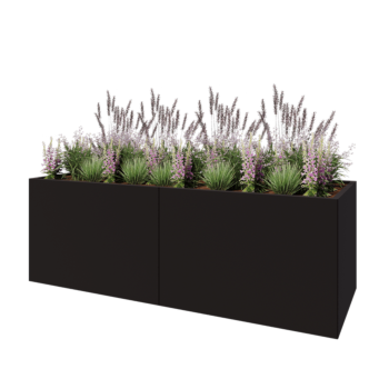 Stalen plantenbak XXL - Rechthoek - 240 x 80 x 80 cm - RAL9005 mat (zwart) - Zonder bodemplaat