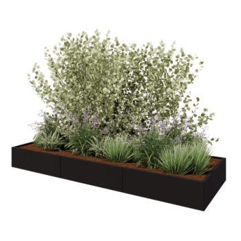 Stalen plantenbak XXL - Rechthoek - 300 x 100 x 30 cm - RAL9005 mat (zwart) - Zonder bodemplaat