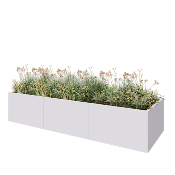 Stalen plantenbak XXL - Rechthoek - 300 x 100 x 60 cm - RAL9010 mat (wit) - Met bodemplaat