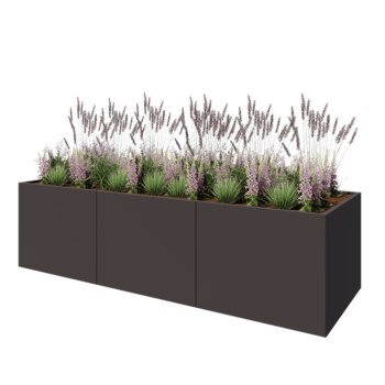 Stalen plantenbak XXL - Rechthoek - 300 x 100 x 80 cm - Andere RAL kleur - Met bodemplaat