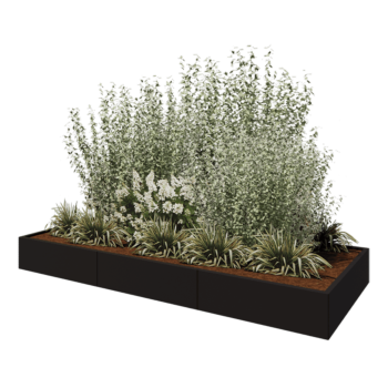 Stalen plantenbak XXL - Rechthoek - 300 x 120 x 30 cm - RAL9005 mat (zwart) - Zonder bodemplaat