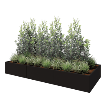 Stalen plantenbak XXL - Rechthoek - 300 x 120 x 40 cm - RAL9005 mat (zwart) - Met bodemplaat