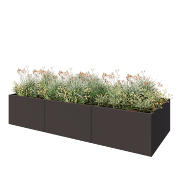 Stalen plantenbak XXL - Rechthoek - 300 x 120 x 60 cm - RAL7016 mat (antraciet grijs) - Met bodemplaat