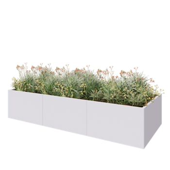 Stalen plantenbak XXL - Rechthoek - 300 x 120 x 80 cm - RAL9010 mat (wit) - Zonder bodemplaat