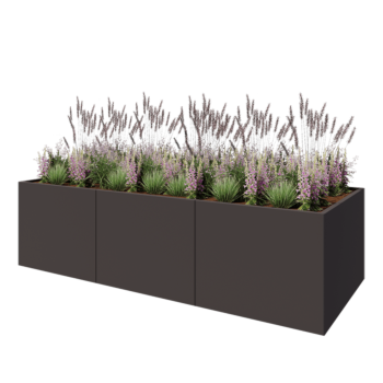 Stalen plantenbak XXL - Rechthoek - 300 x 120 x 80 cm - Andere RAL kleur - Met bodemplaat