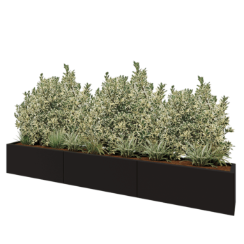 Stalen plantenbak XXL - Rechthoek - 300 x 30 x 40 cm - RAL9005 mat (zwart) - Zonder bodemplaat