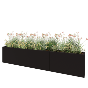 Stalen plantenbak XXL - Rechthoek - 300 x 30 x 60 cm - RAL9005 mat (zwart) - Zonder bodemplaat