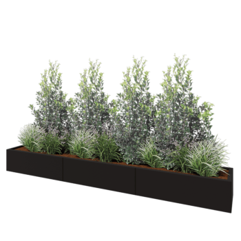 Stalen plantenbak XXL - Rechthoek - 300 x 40 x 30 cm - RAL9005 mat (zwart) - Zonder bodemplaat