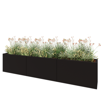 Stalen plantenbak XXL - Rechthoek - 300 x 40 x 60 cm - RAL9005 mat (zwart) - Zonder bodemplaat