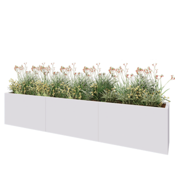 Stalen plantenbak XXL - Rechthoek - 300 x 40 x 60 cm - RAL9010 mat (wit) - Met bodemplaat