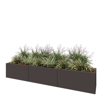 Stalen plantenbak XXL - Rechthoek - 300 x 50 x 50 cm - RAL7016 mat (antraciet grijs) - Met bodemplaat