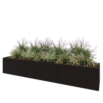 Stalen plantenbak XXL - Rechthoek - 300 x 50 x 50 cm - RAL9005 mat (zwart) - Zonder bodemplaat