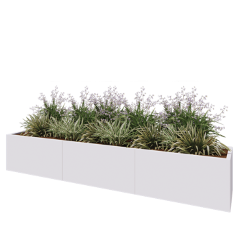 Stalen plantenbak XXL - Rechthoek - 300 x 50 x 50 cm - RAL9010 mat (wit) - Met bodemplaat