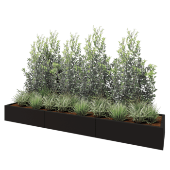 Stalen plantenbak XXL - Rechthoek - 300 x 60 x 30 cm - RAL9005 mat (zwart) - Zonder bodemplaat