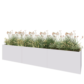 Stalen plantenbak XXL - Rechthoek - 300 x 60 x 60 cm - RAL9010 mat (wit) - Met bodemplaat