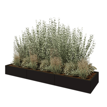 Stalen plantenbak XXL - Rechthoek - 300 x 80 x 30 cm - RAL9005 mat (zwart) - Zonder bodemplaat